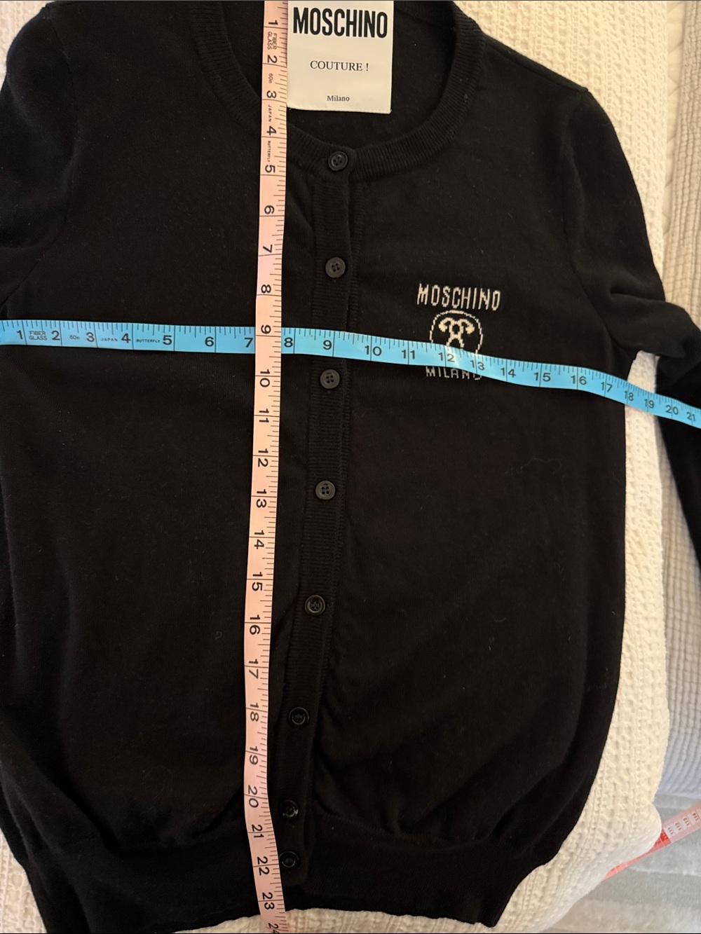 MOSCHINO COUTURE MILANO Black Button Down Wool Cardigan Size 6 Made in Italy ๐ฎ๐น - Picture 6 of 7